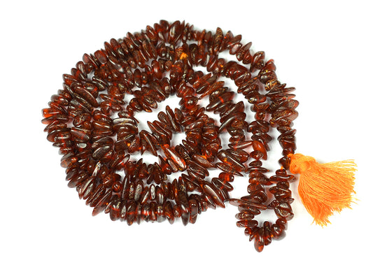 Amber Synthetic Chip Mala / Necklace