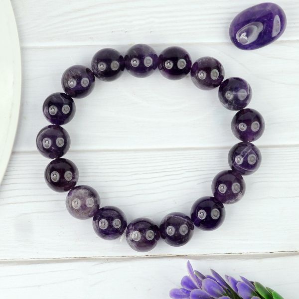 Natural Crystal Stone 12 mm Round Beads Bracelet
