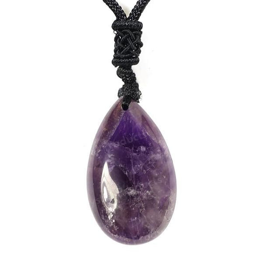 Natural Crytal Stone Drop Shape Pendant with Thrad for Unisex