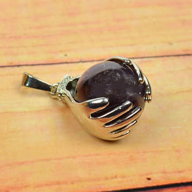 Natural Amethyst Pendant Hand Ball Shape Pendant for Unisex