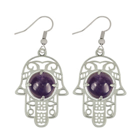 Crystal Stone Hamsa Shape Earrings for Girls Women