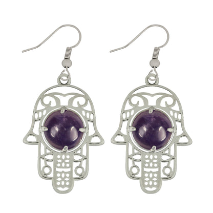 Crystal Stone Hamsa Shape Earrings for Girls Women