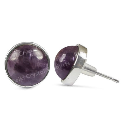 Natural Crystal Stone Round Earrings Tpos / Studs