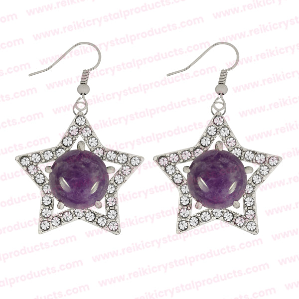Natural Crystal Stone Star Shape Earrings for Girls Women