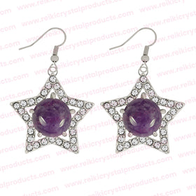 Natural Crystal Stone Star Shape Earrings for Girls Women