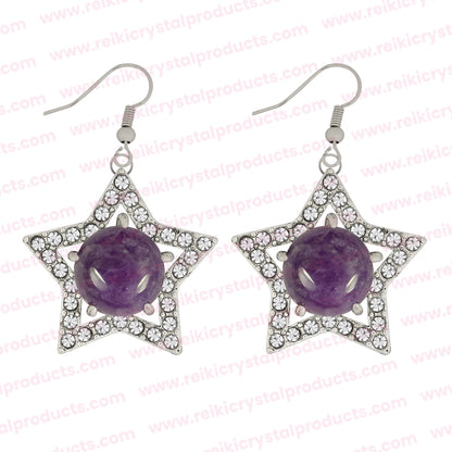 Natural Crystal Stone Star Shape Earrings for Girls Women