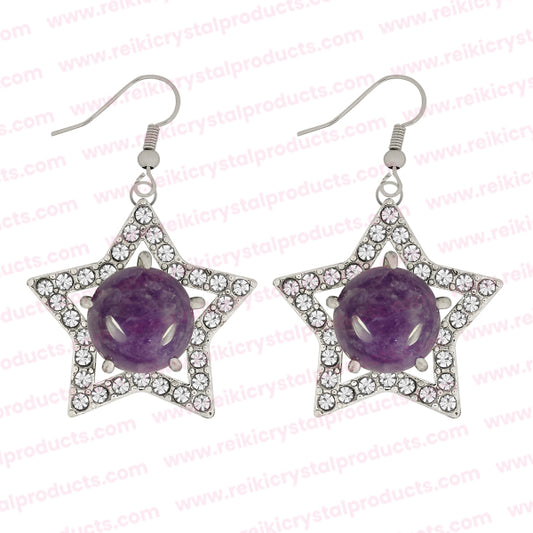 Natural Crystal Stone Star Shape Earrings for Girls Women