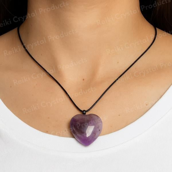 Natural Crystal Stone Heart Shape Pendant Locket with Thread for Unisex