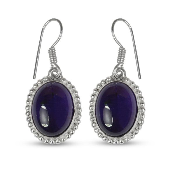 Amethyst Crystal Stone Oval Shape Earring