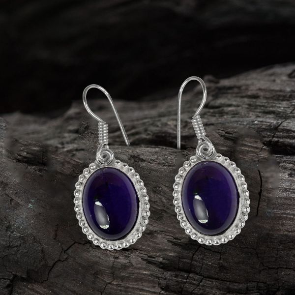 Amethyst Crystal Stone Oval Shape Earring