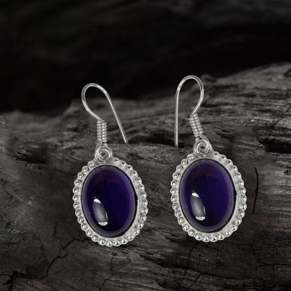 Amethyst Crystal Stone Oval Shape Earring