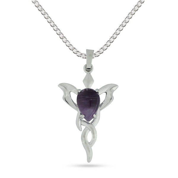 Natural Crystal Stone Butterfly Shape Pendant with Metal Chain