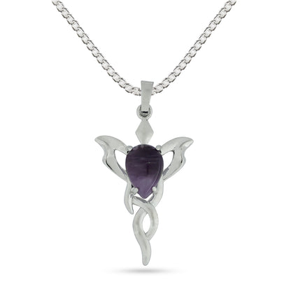 Natural Crystal Stone Butterfly Shape Pendant with Metal Chain
