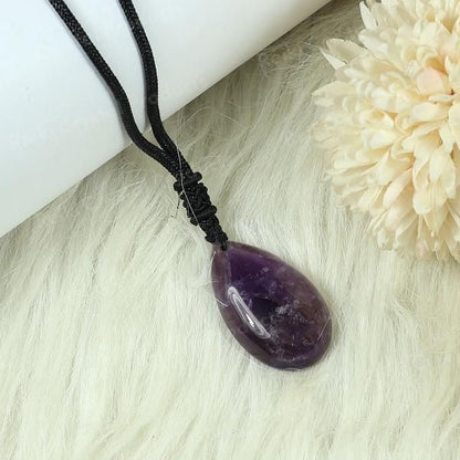 Natural Crytal Stone Drop Shape Pendant with Thrad for Unisex