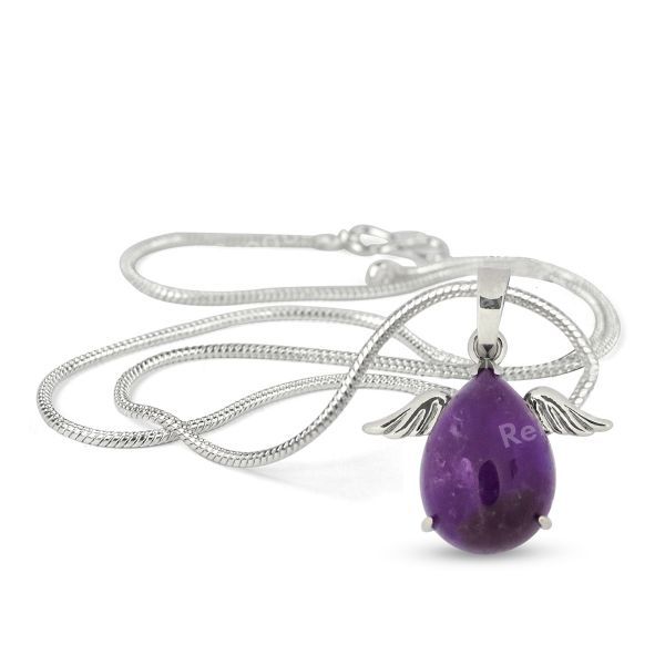 Natural Crystal Stone Angel Shape Pendant with Metal Chain