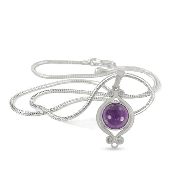 Natural Crystal Stone Designer Round Shape Pendant - Locket mm with Metal Chain