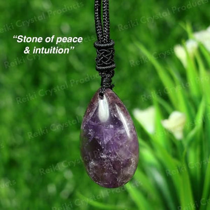 Natural Crytal Stone Drop Shape Pendant with Thrad for Unisex
