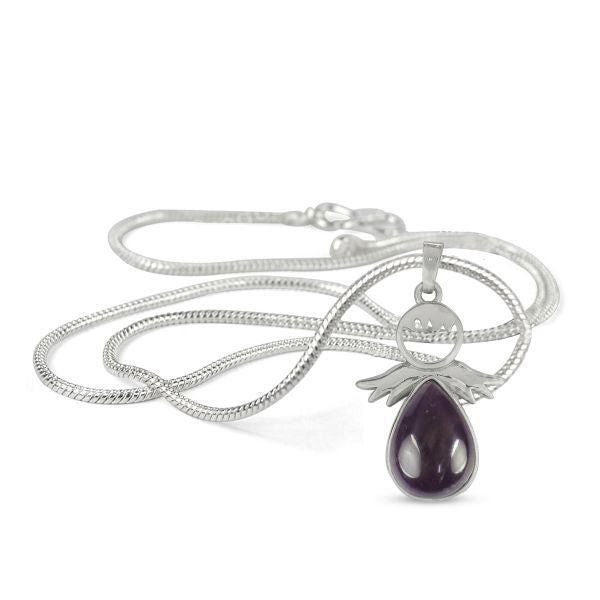 Natural Crystal Stone Angel Guardian Shape Pendant - Locket with Metal Chain