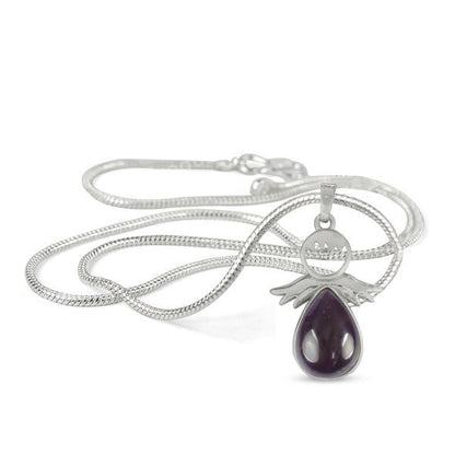 Natural Crystal Stone Angel Guardian Shape Pendant - Locket with Metal Chain