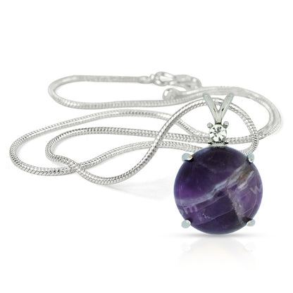 Natural Crystal Stone Round Shape Pendant - Locket with Metal Chain