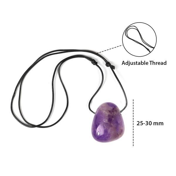 Natural Crystal Stone Tumble Pendant with Thread for Unisex