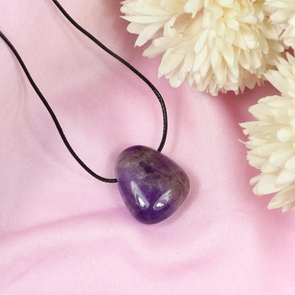 Natural Crystal Stone Tumble Pendant with Thread for Unisex