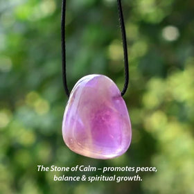 Natural Crystal Stone Tumble Pendant with Thread for Unisex