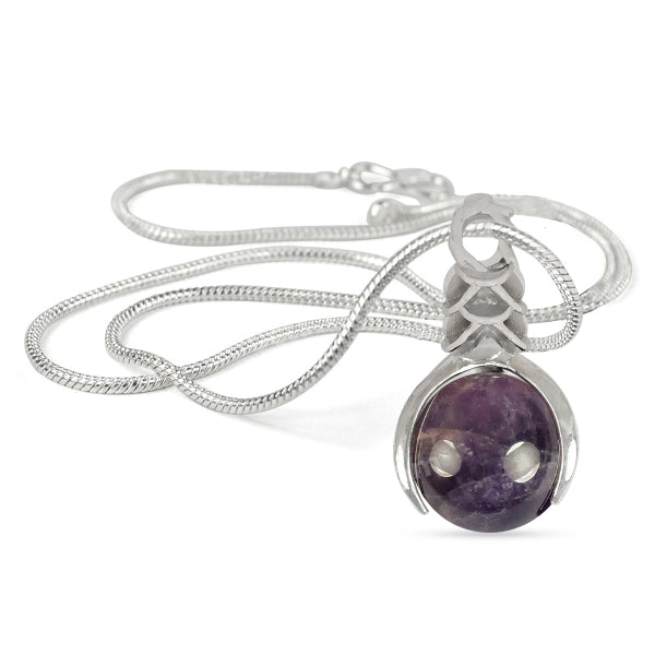 Natural Crystal Stone Ball Shape Pendant - Locket with Metal Chain