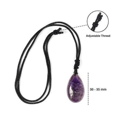 Natural Crytal Stone Drop Shape Pendant with Thrad for Unisex