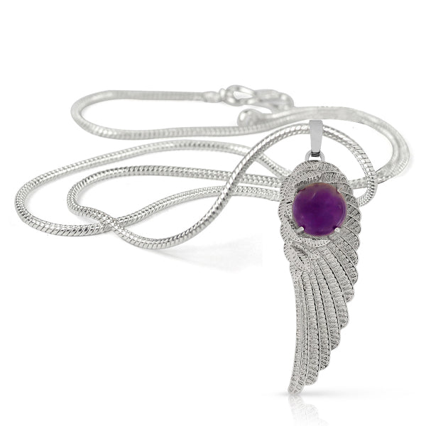 Natural Crystal Stone Feather Charm Shape Pendant - Locket with Metal Chain
