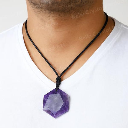 Natural Crystal Stone Star Shape Pendant with Thread for Unisex