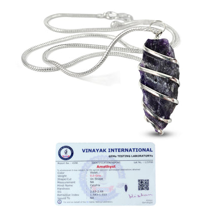 Certified AAA Quality Natural Wire Wrapped Pendant - Locket with Metal Chain