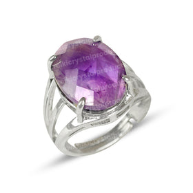 Natural Crystal Gemstone Adjustable Oval Shape Ring