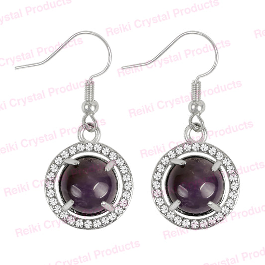 Natural Crystal Stone Round Shape Earrings for Girls Women
