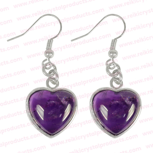 Natural Crystal Stone Heart Frame Shape Earrings for Girls Women