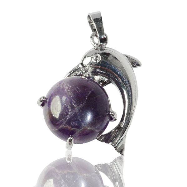 AAA Natural Crystal Stone Dolphin Shape Pendant - Locket with Metal Chain
