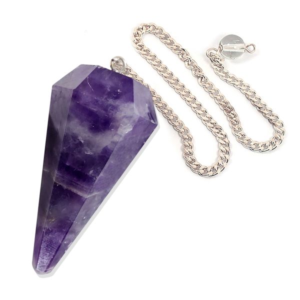 amethyst Six faceted dowser pendulum charged by Reiki Grandmaster