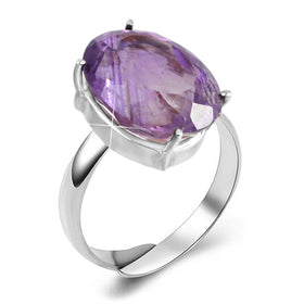 Natural Original Crystal Gemstone Adjustable Silver Ring