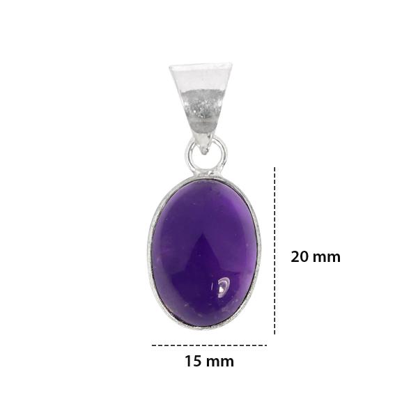 Natural Amethyst Oval Shape Pendant Locket with Metal Chain for Unisex