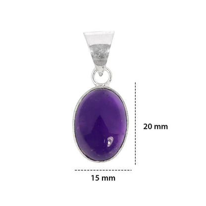 Natural Amethyst Oval Shape Pendant Locket with Metal Chain for Unisex