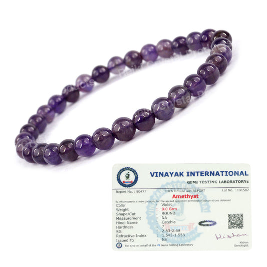 Certified Natural Crystal Stones 6 mm Round Bead Bracelet Energized By Reiki Grand Master