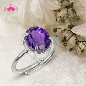 Natural Crystal Gemstone Adjustable Cutting Ring for unisex