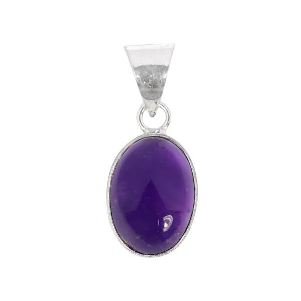 Natural Amethyst Oval Shape Pendant Locket with Metal Chain for Unisex
