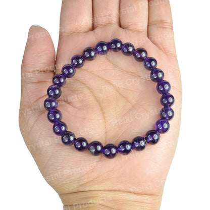 Amethyst 8 mm Round Bead Bracelet