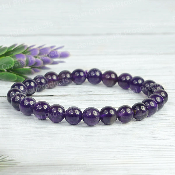Amethyst 8 mm Round Bead Bracelet