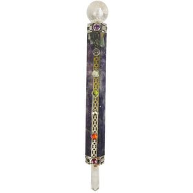 Amethyst Healing Wand with 7 Chakra Stones