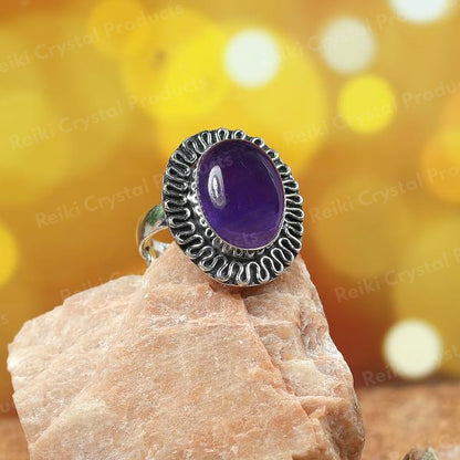 Natural Original Crystal Stone Adjustable Ring