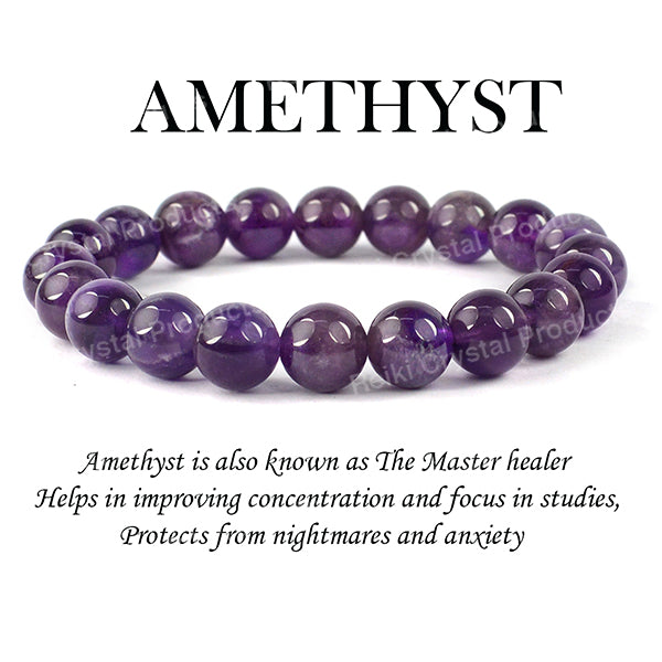 Purple Amethyst Round Bead Bracelet for Daily Wear