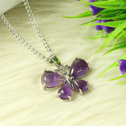 Natural Butterfly Shape Pendant - Locket with Chain for Women Girls