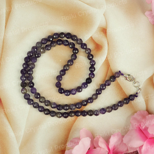 Natural Crystal Stone 6 mm Faceted Bead Necklace for Women & Girls